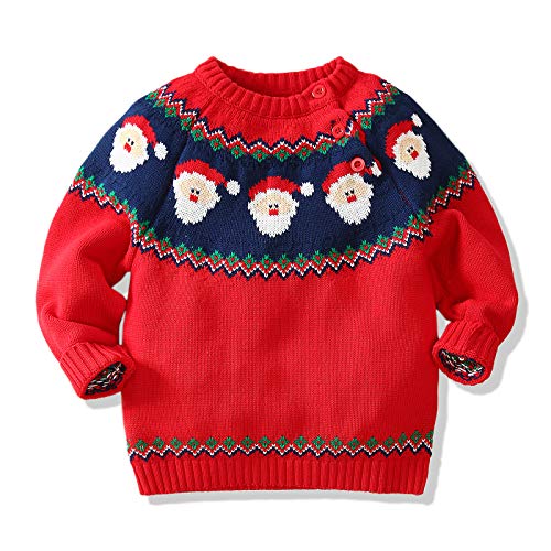 Miccina Baby Toddler Boys Christmas Sweater Kids Girls Knit Pullover Sweatshirt Long Sleeve Crew Neck Tops