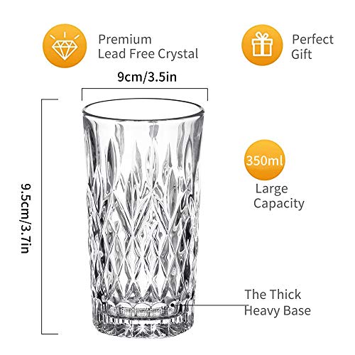 Amisglass Whisky Gläser 4er Set, Bleifrei Kristallgläser als Wassergläser & Longdrinkgläser, Gin Gläser Set 350ml… – Bild 2