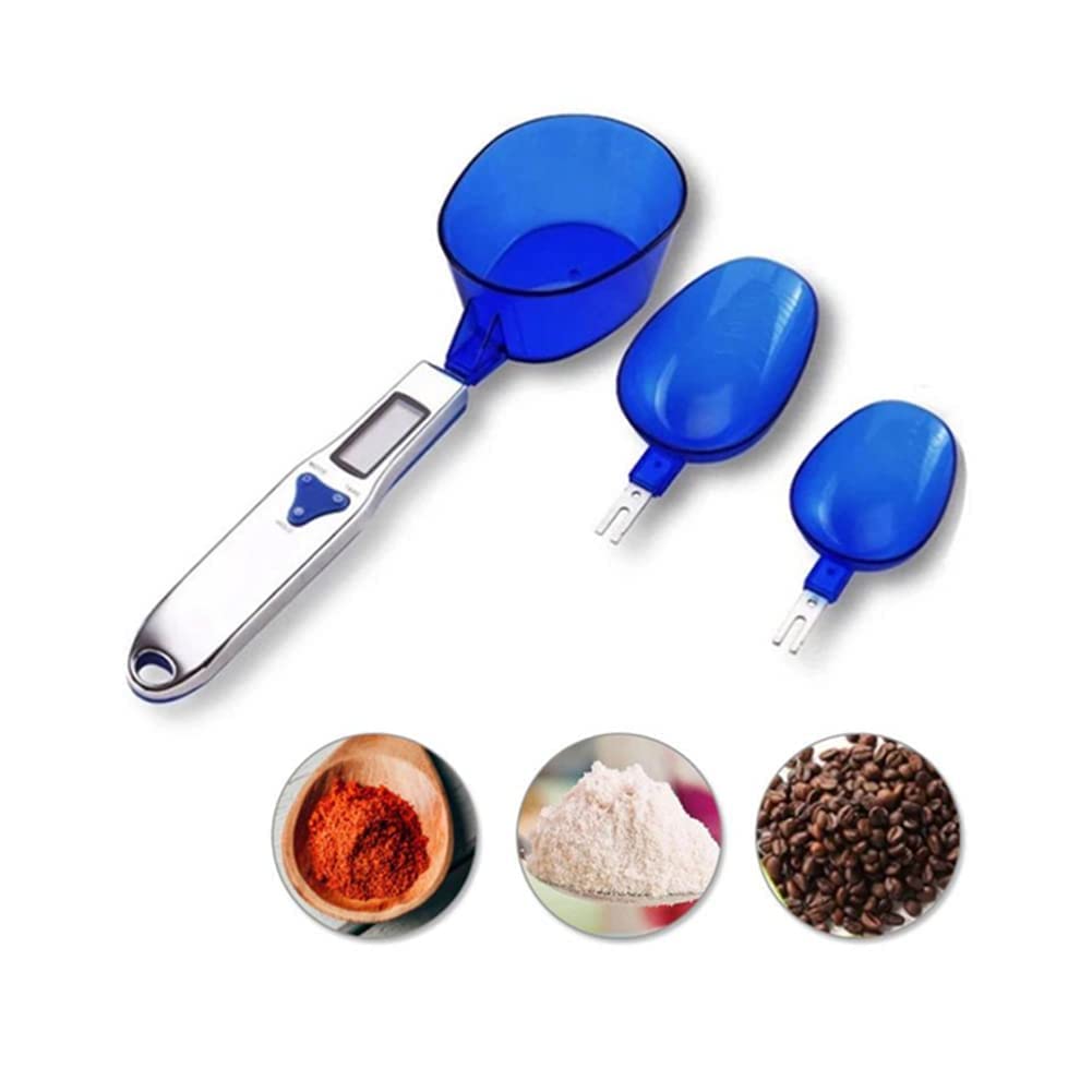 Raguso Portable Accurate Electronic Digital Cup Spoon Scale Weight 500/0 1g Kitchen Scales Measuring Tool Blue Fit Milk Tea Flour Spices Medicine Measuring for Home Kitchen