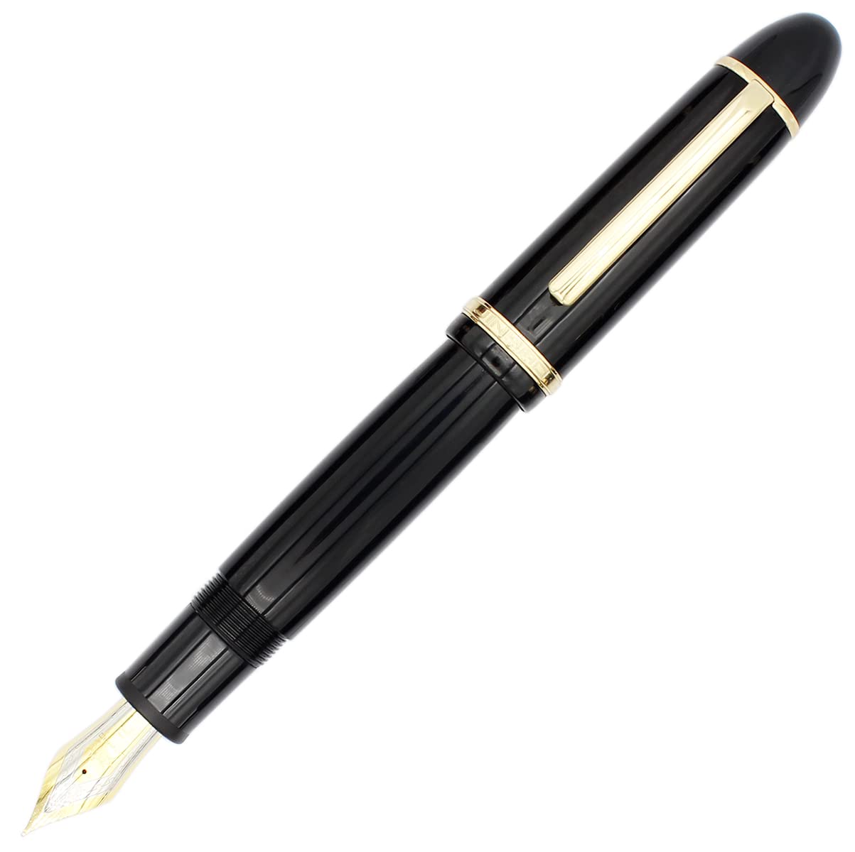 Gullor Fine Nib Fountain Pen X159, Acrylic Big Size Writing Pen Gold Trim, Gift Boxed, Black