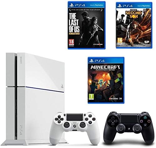Sony Playstation 4 500gb White 2 Controllers Bundle With 3 Games Last Of Us Remastered Minecraft Infamous Second Son Amazon Ae