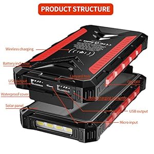 DG-Direct Powerbank Solare 30000mAh, Caricabatterie Solare Portatile Caricatore Solare Impermeabile Batteria Qi Wireless… - immagine 5