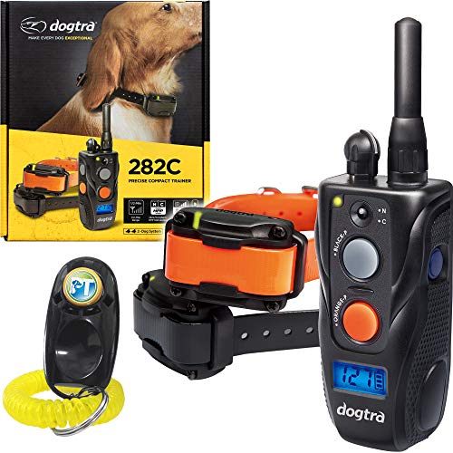 Dogtra 282C Two Dogs Remote Training Collar – 1/2 Mile Range, Waterproof, Rechargeable, Shock, Vibration – Includes PetsTEK Dog Training Clicker