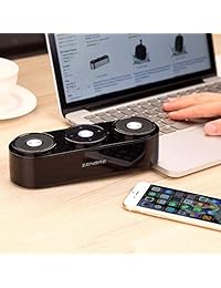 [Upgraded Potente 2 x 5 W Boombox Enhanced Bass] zenbre soundbank Z3 inalámbrico altavoces del computadora, sistemas de altavoz bluetooth portátil estéreo con Powered Subwoofer, radio FM, micrófono 1800 mAh batería recargable, Integrado, Jack, ranura Micr