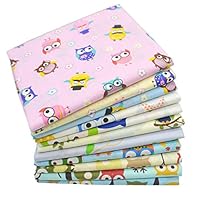 iNee Cute Owl Fat Quarters Fabric Bundle, Sewing Quilting Fabric, 18x22 inches,(Owl)
