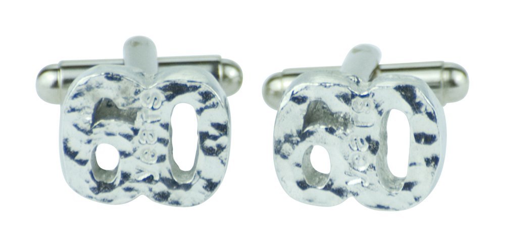 60th Birthday Cuff links - Hammered Rustic Effect Made for the 60th Birthday Gift Idea, Made In UK