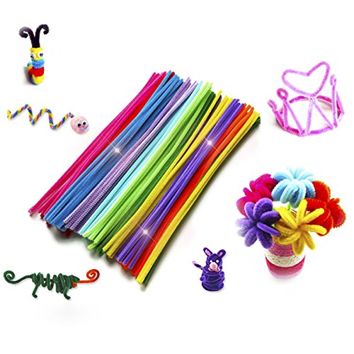 WXLAA 100pcs DIY Chenille Stems Pipe Twist Rods Cleaners Kids DIT Craft Toys Grey - Thumbnail 5