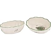 Spode Christmas Tree Fluted Oval Serving Dishes - Set of 2 | 6" Porcelain Holiday Serving Platters, Oval Serveware for Appetizers, Side Dishes &amp; Desserts, Dishwasher &amp; Microwave Safe