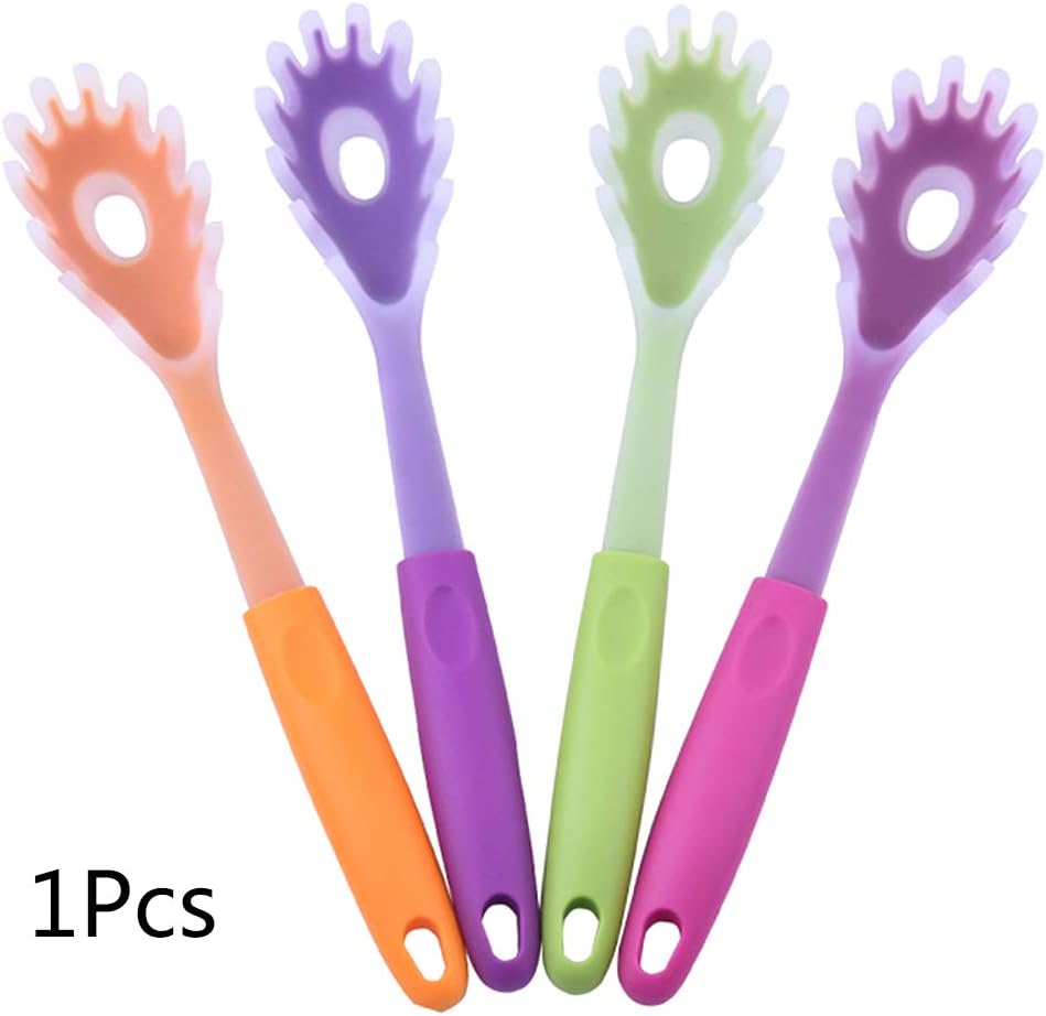 Yunerd Practical Silicone Plastic Handle Spaghetti Pasta Noodle Spoon Scoop Colander Kitchen Cooking Gadget Tools