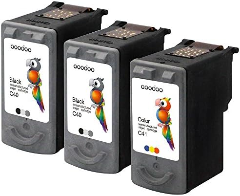 AOODOO Remanufactured Canon PG-40 CL- 41 Ink Cartridge (2 Black 1 Tri-Color) Used in Canon PIXMA IP1600 IP2600 IP1700 IP1800 MP140 MP170 MP210 Printer
