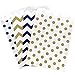 Outside The Box Papers Navy Blue Gold and White Paper Treat Sacks - Chevron Polka Dot Favor Bags - 5.5 x 7.5 Inches - 48 Pack