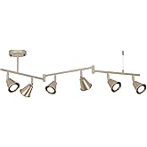 6-Light Modern Track Lighting Fixtures Ceiling, Flexible Foldable Arm and Rotatable Light Head, Champagne Gold Kitchen Track 