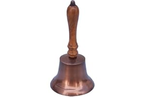 Hampton Nautical BL-2015-AC 3Xglass-101 Antique Copper Hand Bell with Wood Handle 8" - Nautical Decor - Nautical Home Decorat