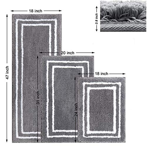 image for Uphome Bathroom Rug Luxury Light Gray Banded Shaggy Bath Mat 20x31 inc