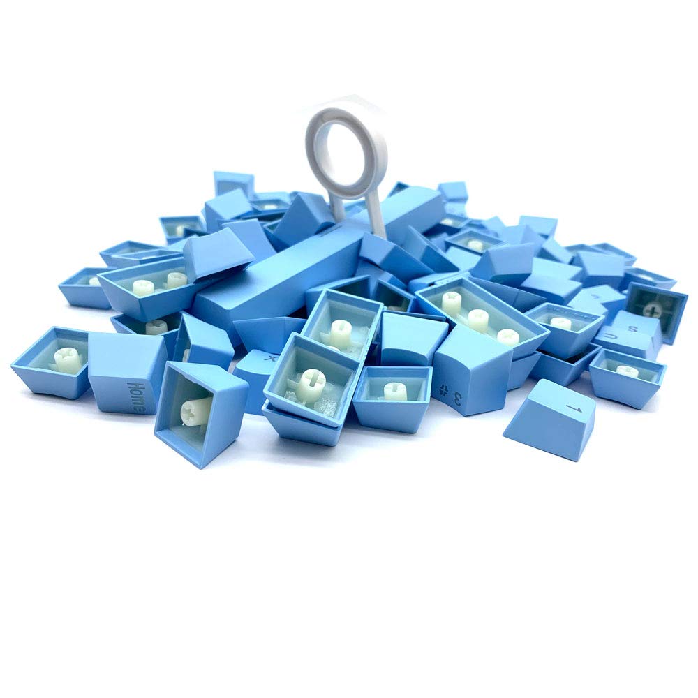 113 Keycaps for Mechanical Keyboard Compatible with MX Switches Doubleshot Support Led Lighting Keycaps OEM Profile for DIY Gaming Mechanical Keyboard (Blue-UK)