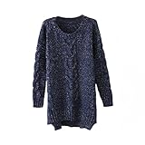 Memorose Womens Crochet Knitted Long Sleeve Loose Sweater Outwear Coat Pullover
