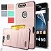 Z982 Case, ZTE Blade Z Max Case,ZTE Blade Zmax Pro 2 Case,ZTE Sequoia Case With HD Screen Protector,AnoKe[Card Slots Wallet Holder]TPU Soft Hybrid Shockproof Heavy Duty Case for ZTE Z982 KC2 Rose Gold
