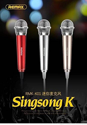 2016 REMAX RMK-K01 brand new mini microphone portable Holder Stand mobile computer K song microphones common metal 3.5mm wired Clip Mini Microphone common metal Karaoke (red)