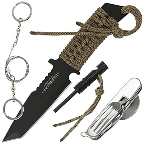 Überlebens-Set mit Messer, Multifunktions-Werkzeug, hochwertige Drahtsäge, Feueranzünder