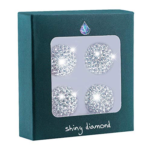 ZATAYE Tire Valve Stem Caps - 4 Pack Handmade Crystal Rhinestone Bling Universal Car SUV Truck Motorcycle Bicycle Tire Valve Dust Caps (Silver)
