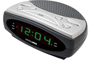 HANNLOMAX HX-137CR Alarm Clock Radio, PLL AM/FM Radio, Dual Alarm, 0.9" LED Display, AC Operation only. (Grey-Green LED)