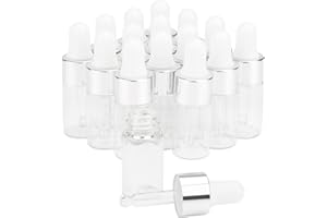 WRESTY 15 Pcs Clear Glass Dropper Bottles Essential Oil Bottles Refill Sample Vials Aromatherapy Perfume Liquid Glass Bottles With Eye Dropper&Silver Lids (3ml)