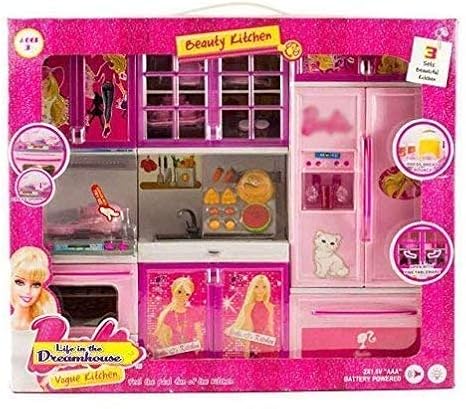 barbie doll kitchen set amazon
