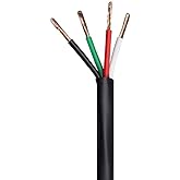 Monoprice - 113726 Nimbus Series 16 Gauge AWG 4 Conductor CMP-Rated Speaker Wire/Cable - 100ft UL Plenum Rated, 100% Pure Bare Copper with Color Coded Conductors Black