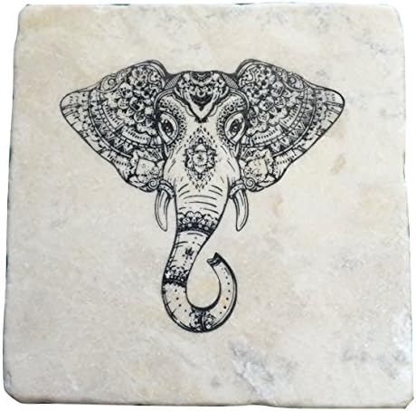 Elephant Decor Coasters by YogaCoaster - Four Handcrafted Coasters for Drinks