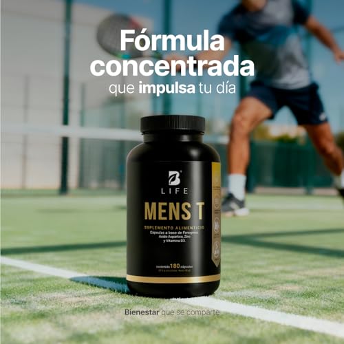 B Life Company Mens T Vitaminas Para Hombre de 180 Cápsulas. Ingredientes naturales: Fenogreco, Ácido Aspártico, Arginina, Zinc y D3. Precursor Natural.