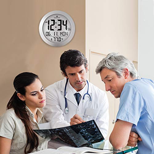 MARATHON 25.5 cm Digital Wall Clock with Date & Indoor Temperature