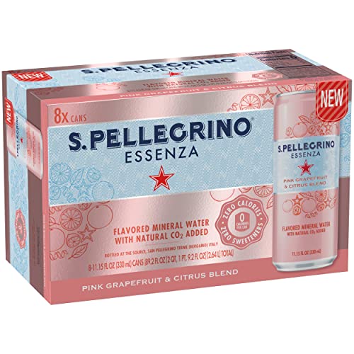 S.PELLEGRINO ESSENZA PINK GRAPEFRUIT & CITRUS FLAVORED MINERAL WATER, 11.15 FL OZ. CANS (8 PACK), 11.15 FL OZ (PACK OF 8)