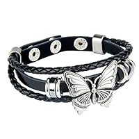 Candora Vintage Bracelet Handmade Beaded Butterfly Multilayer Leather Bracelet