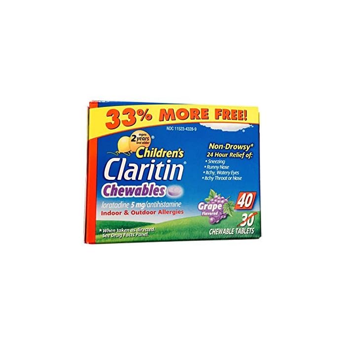 Children's Claritin 5mg Chewables Grape Flavor 40 Count