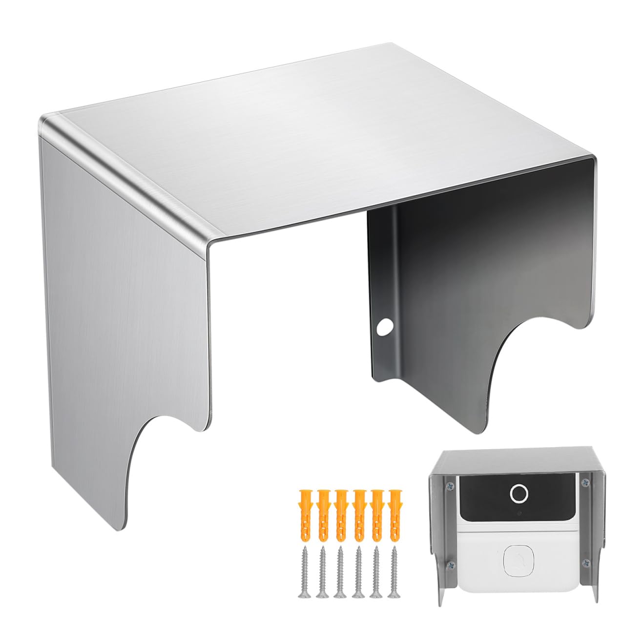 Angoily Stainless Steel Doorbell Rain Cover, Durable Water, Splash Guard Design, for Doorbell, Access Control, Electric Vehicle Chargers, Silver