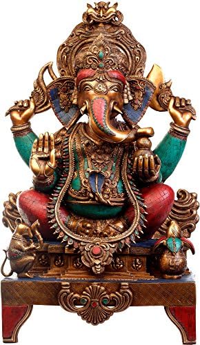 Swethamber Arts VZX530 Turquoise Ganesh Statue