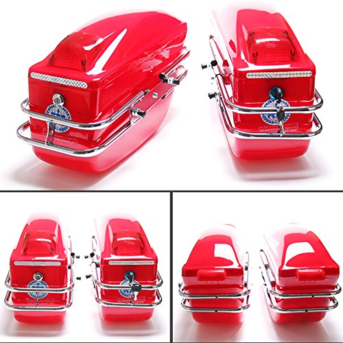 Vogvigo Motorcycle Modified Side Boxs Twin Motorcycle Bike Panniers Saddlebags Travel Bags PP Plastic Material 42 15.5 26.5CM 2 Pcs (Red)