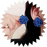 Jugielu Boho Blue Flower Earrings Blue Acrylic Flower Earrings Blue Flower Wedding Earrings Blue Flower Resin Earrings Camellia Flower Stud Earrings Jewelry for Women