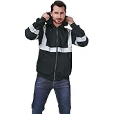 shnmorun High Visibility Safety Hoodie, Reflective Workwear Sweatshirt, Warm Breathable Work Jacket for Men, Zip-Up