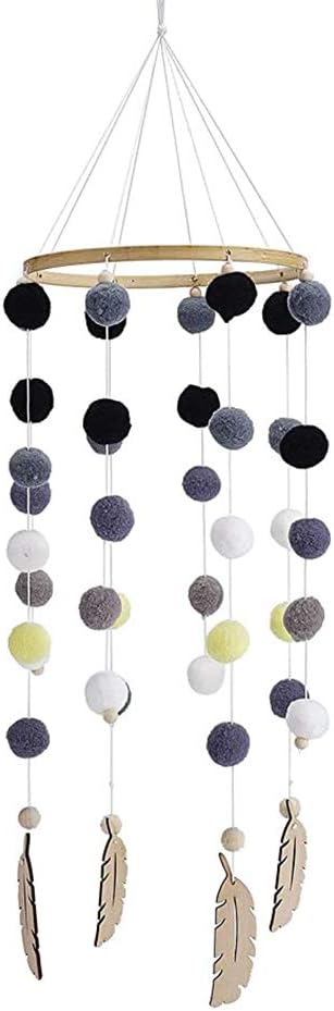 Felt Ball Mobile, Baby Mobile, Crib Mobile, Nursery Cot Mobile, Pom Pom Mobile, Nursery Mobile, Gender Neutral, Baby Felt Mobile (Black)