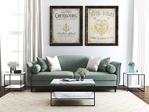 Tilly Lin 2 Tier Faux Marble Coffee Table, Water Resistant Accent Cocktail Table with Lower Storage Shelf, Carrara