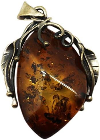 Vining Flower Golden Amber Nugget Pendant