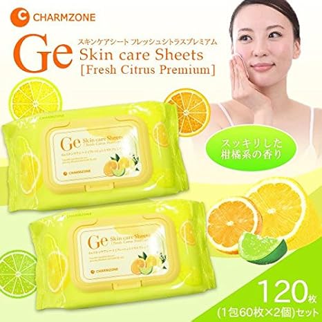 Amazon 韓国コスメ チャームゾーン Geスキンケアシート フレッシュシトラスプレミアム 120枚 1包60枚 2個 セット チャームゾーン Charm Zone クレンジングシート 通販