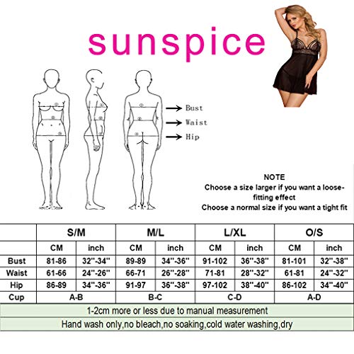 SUNSPICE Sexy Lingerie for Women Lace Babydoll Chemise Sleepwear Mesh Nightgown Purple