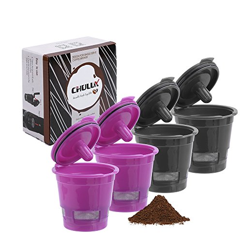 Click Here to See More Images CHULUX 4-Pack Reusable Mesh Coffee Filter for Single K-cup Coffee Maker,Universal Refillable Ground Coffee Cup