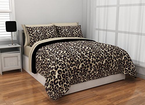 Rock Your Room Animal Print Reversible Bed in a Bag Comforter Set, Twin X-Large, Cheetah