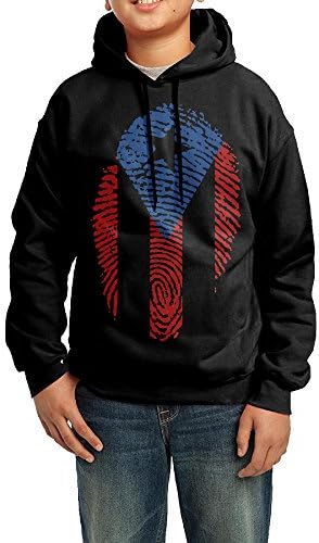 Boys Girls Puerto Rico Flag Fleece Hoodie Sweatshirt L