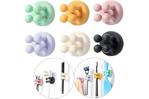 Defrko Silicone Toothbrush Holders - 6 Pcs Razor Hooks Adhesive Wall Mounted for Hanging Towel Key Plug Cable, Utility Decoration Hook Stick to Dorm Room Door Function for Kitchen Bathroom Home Office