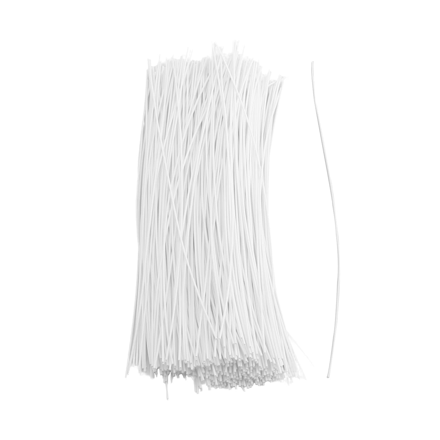 MroMax 500pcs Plastic Twist Ties White Round 1x200mm(WxL)