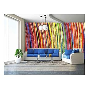 Stripe Pattern Paint Oil Colors on Canvas - Removable Wall Mural | Self-Adhesive Large Wallpaper - 66x96 inches